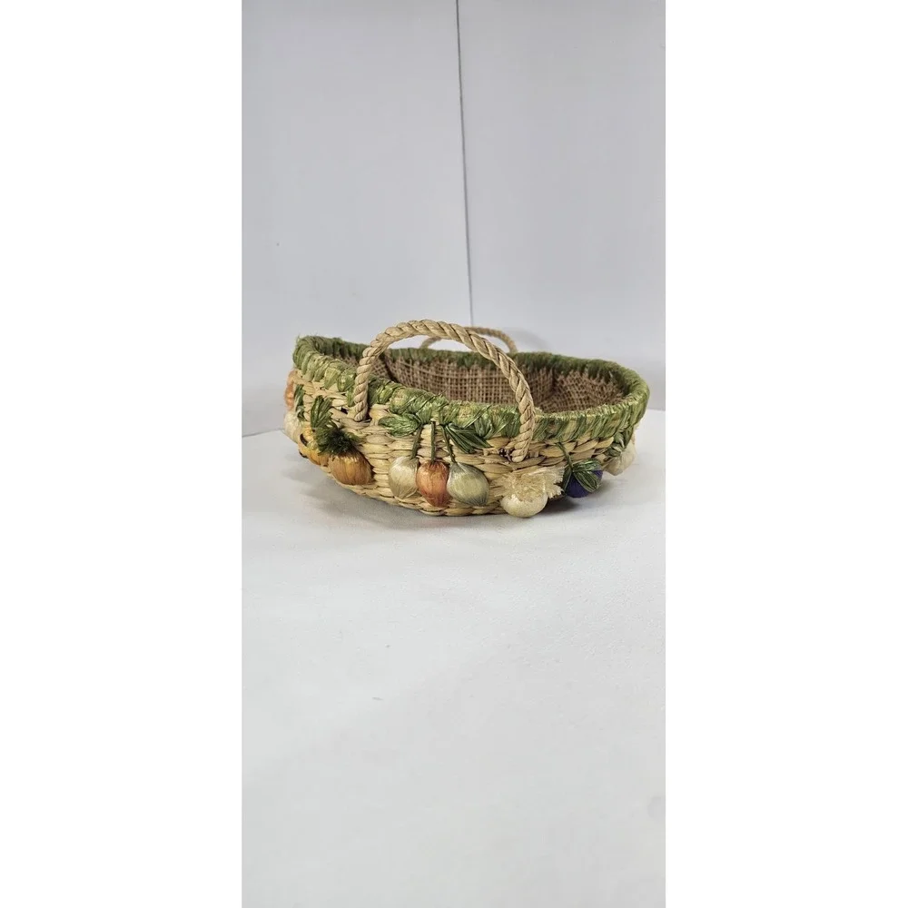 Vintage Woven Harvest Basket Vegetable Decor Straw Market Basket‎ Farmhouse